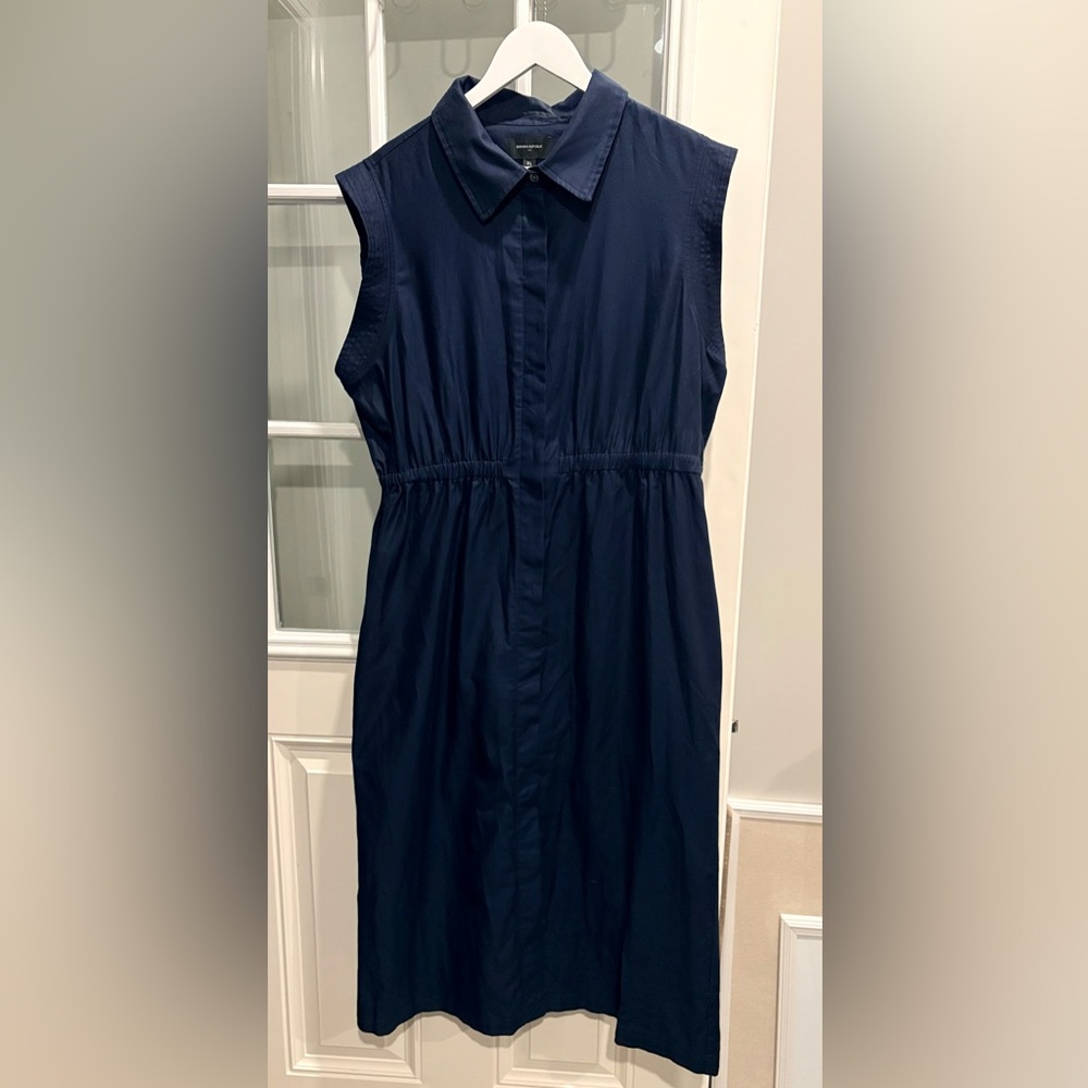 Banana Republic Navy Sleeveless Shirtdress XL NWT Collar Button Front $130 MRP